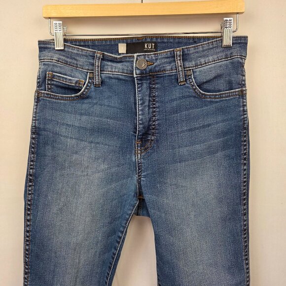 Kut From The Kloth High-Rise Skinny Jeans Frayed Hem Medium Wash Size 6 - Picture 5 of 12